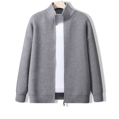Herren Stylische Strickjacke mit hohem Kragen und Reißverschluss Drune