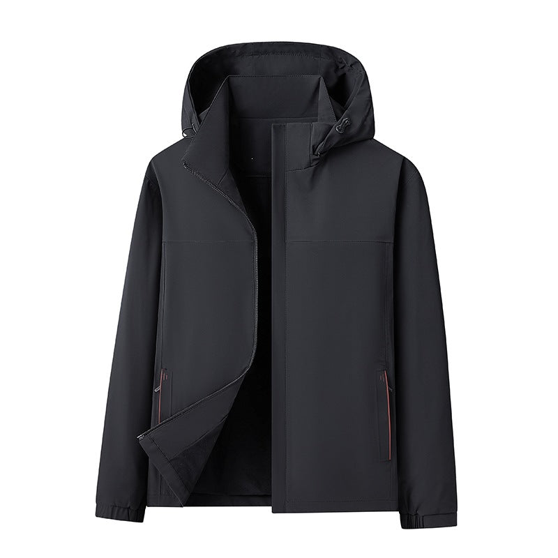 Herren Wasserabweisende Softshell-Jacke mit Kapuze nahtminimaler Optik & Brusttasche Drune