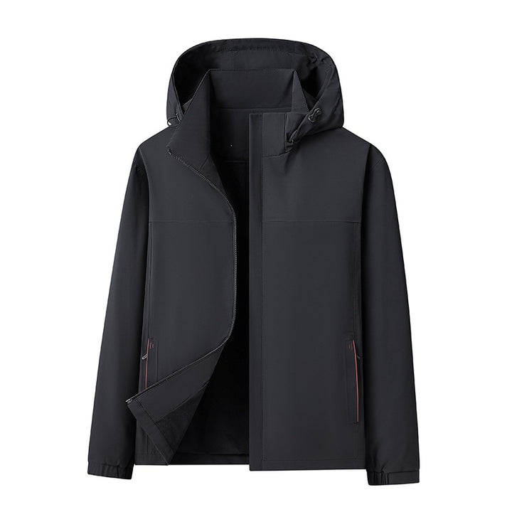 Herren Wasserabweisende Softshell-Jacke mit Kapuze nahtminimaler Optik & Brusttasche Drune