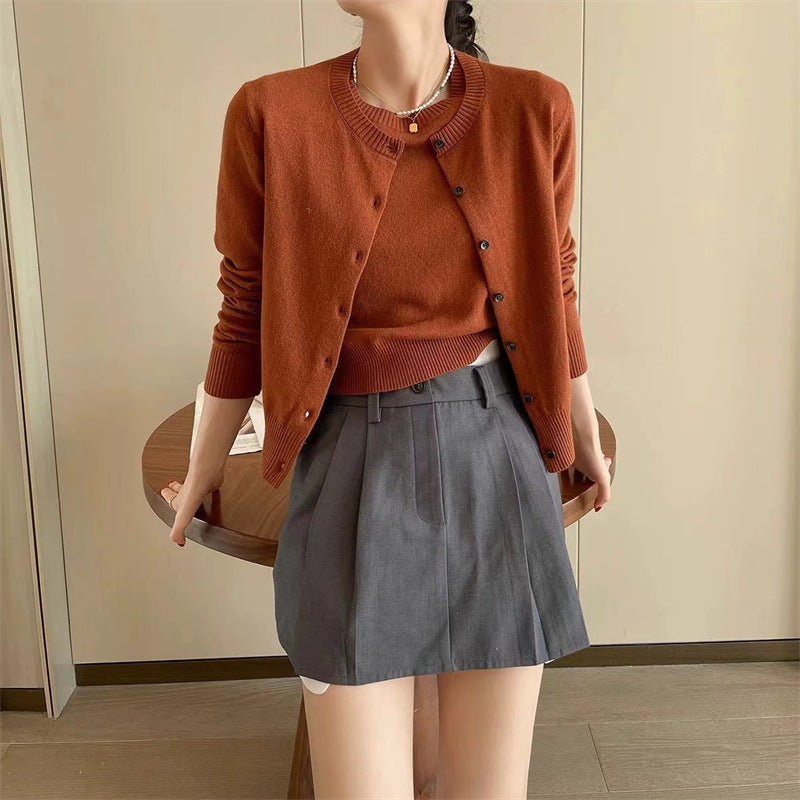 Damen modische Strickjacke mit eleganter Knopfverschluss und feiner Feinstrickstruktur Drune