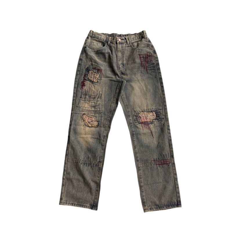 Herren lockere Denim-Jeans im Used-Look Drune