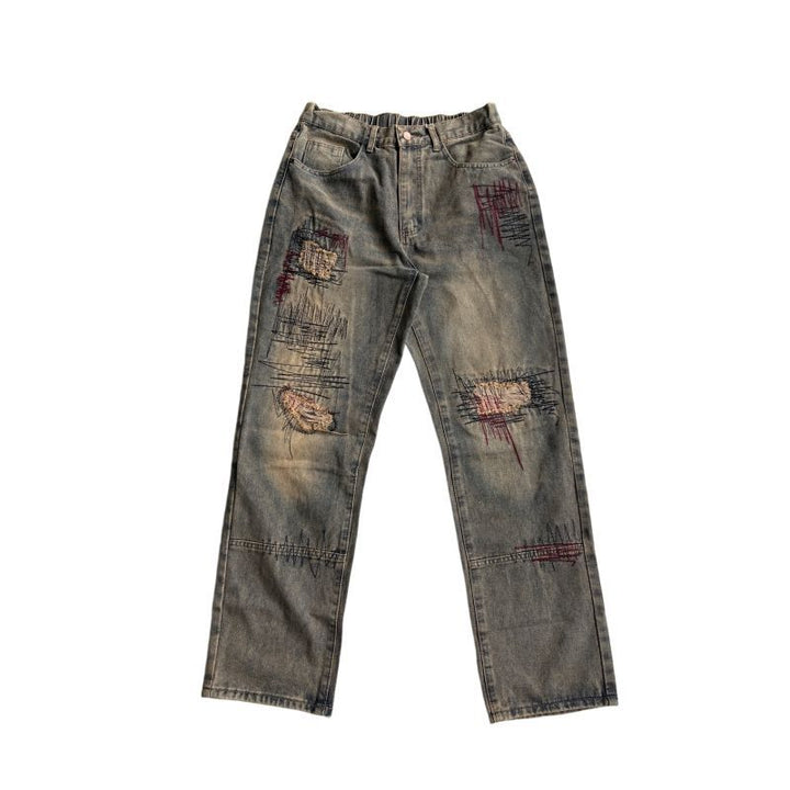 Herren lockere Denim-Jeans im Used-Look Drune
