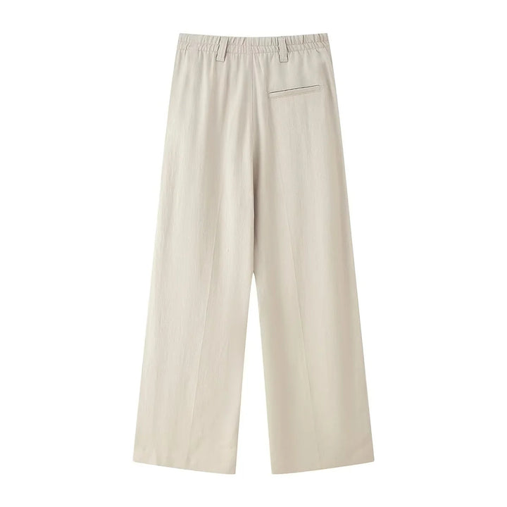 Damen nan elegante Culotte-Hose mit hoher Taille, Kellerfalten und weitem geradem Bein Drune