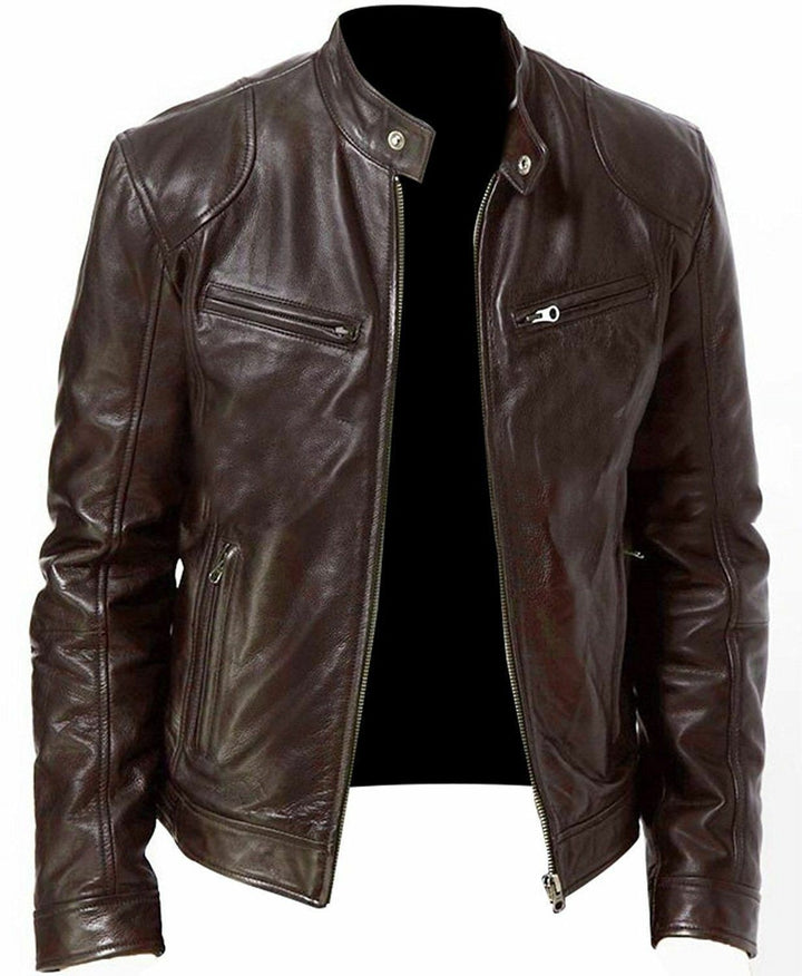 Herren Modische Biker-Lederjacke Drune