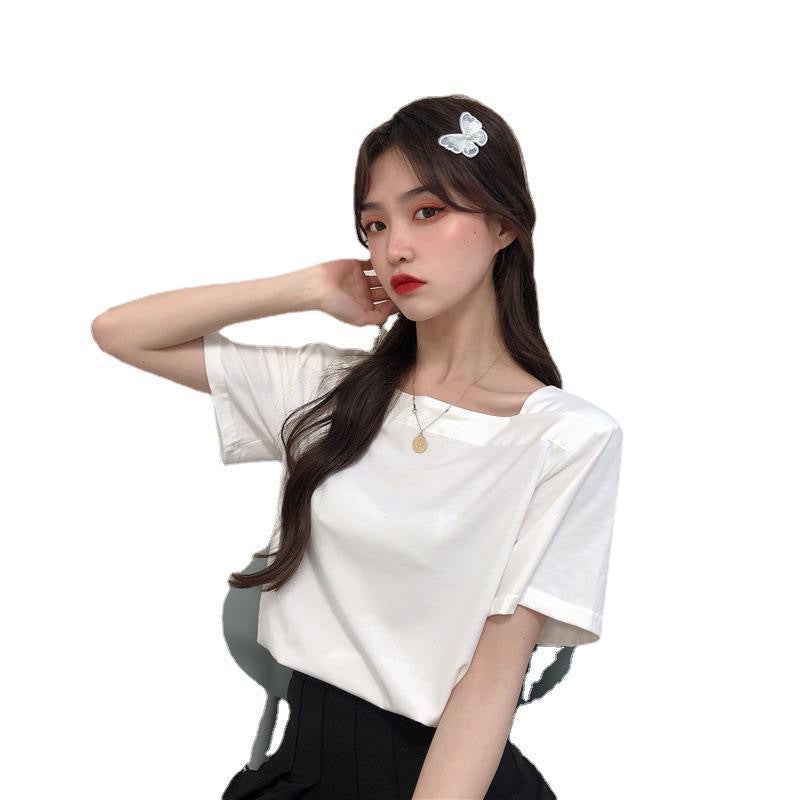 Damen Basic T-Shirt mit weitem Schnitt und hochwertigem Baumwollmaterial
