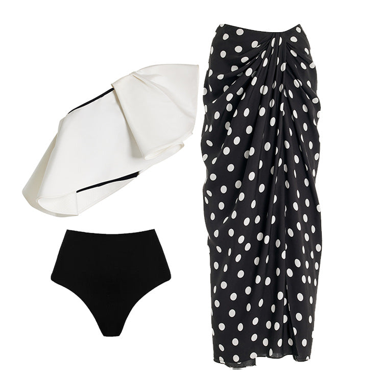 Damen Badeanzug Set mit modischem Wickelrock und eleganter Rüschen-Top Drune