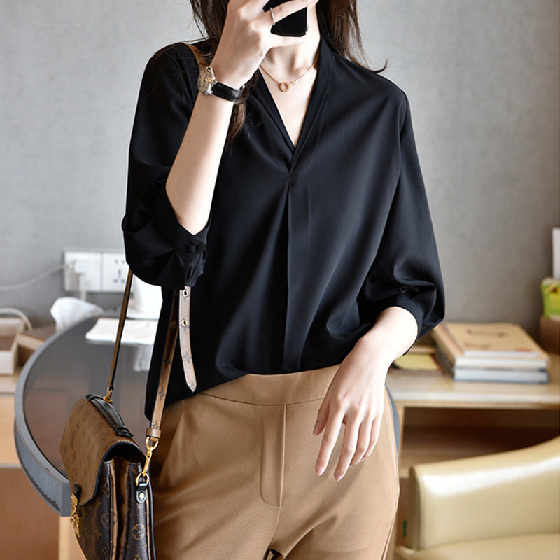 Damen Elegante Bluse mit Ballonärmeln Drune