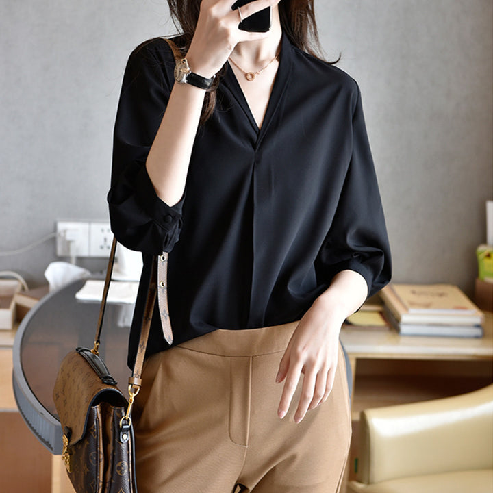 Damen Elegante Bluse mit Ballonärmeln Drune
