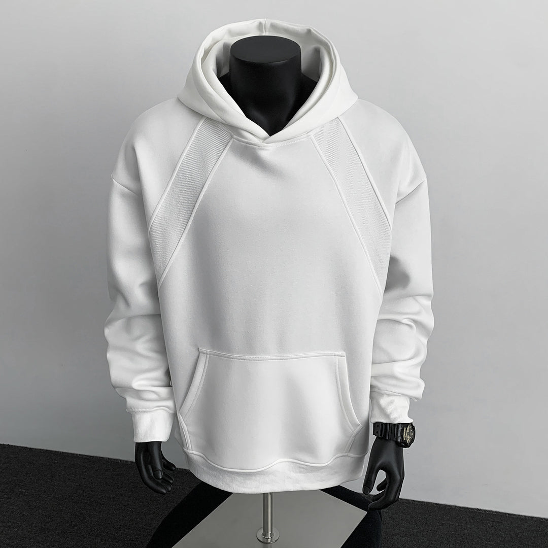 Herren Oversize-Kapuzenpullover mit diagonalem Einsatz und Kängurutasche Drune
