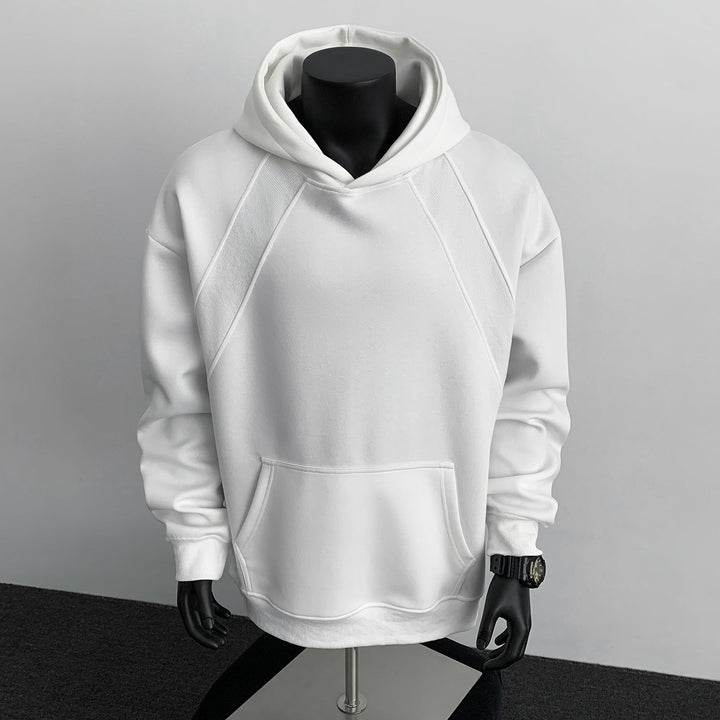 Herren Oversize-Kapuzenpullover mit diagonalem Einsatz und Kängurutasche Drune