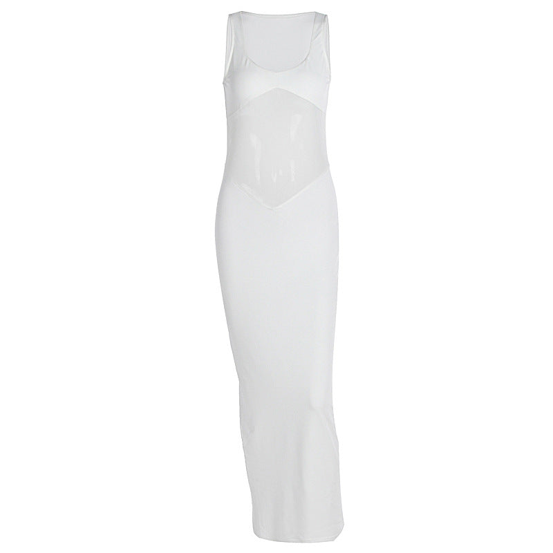 Damen Elegantes Maxikleid mit transparenten Einsätzen und figurbetontem Schnitt Drune