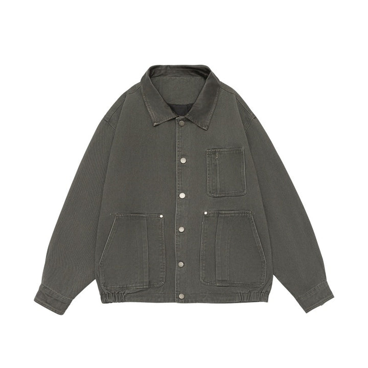Herren Boxy-Canvas-Fieldblouson mit Druckknopfleiste und großen Utility‑Taschen Drune