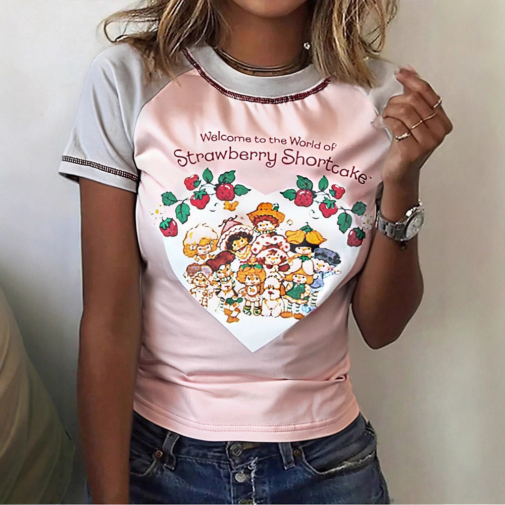 Damen T-Shirt mit niedlichem Grafikdesign und komfortablem Schnitt Drune