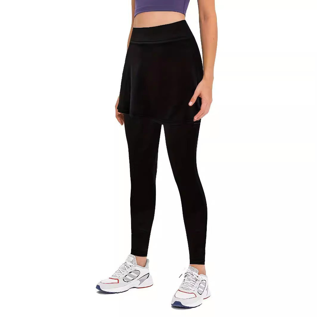 Damen High‑Waist Leggings mit angesetztem Rock‑Overlay Drune