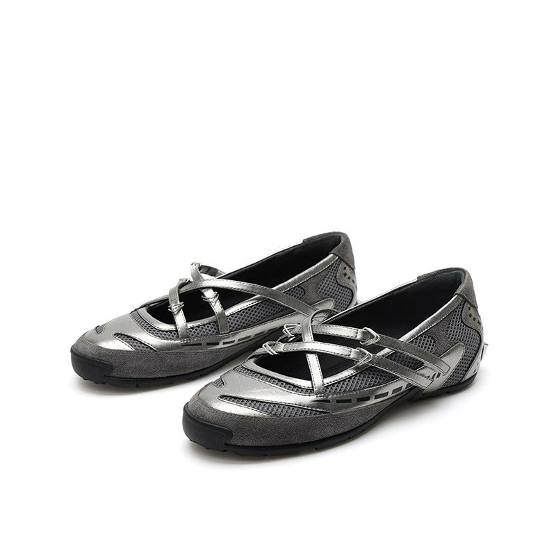 Damen Freizeit-Ballerinas mit atmungsaktivem Obermaterial und flexiblem Riemchen Drune