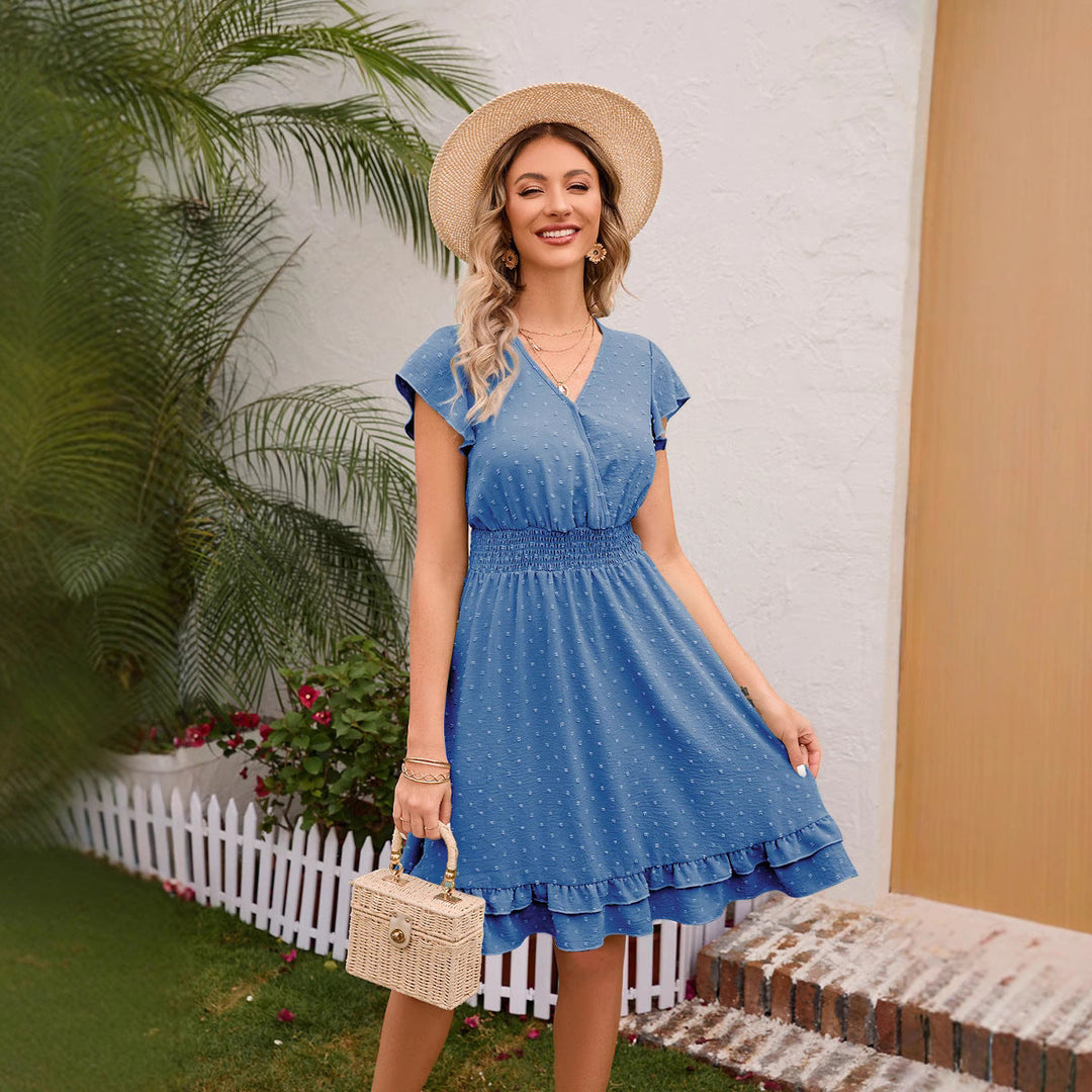 Damen Verspieltes Freizeitkleid mit elastischem Bund und Rüschendetails Drune