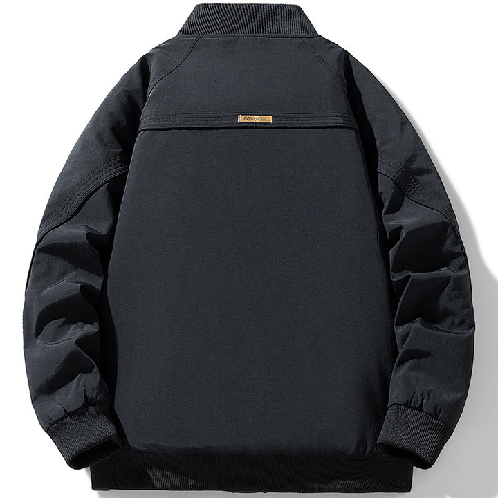 Herren Gepolsterte Utility-Bomberjacke mit Rippkragen, wattierter Stepp-Innenfutter und verdeckter Druckknopfleiste Drune