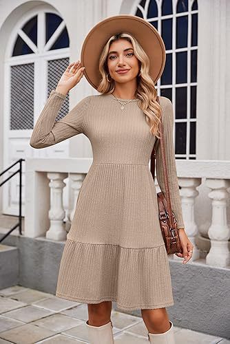 Damen Maxikleid mit Rippstruktur und weitem Rock Drune