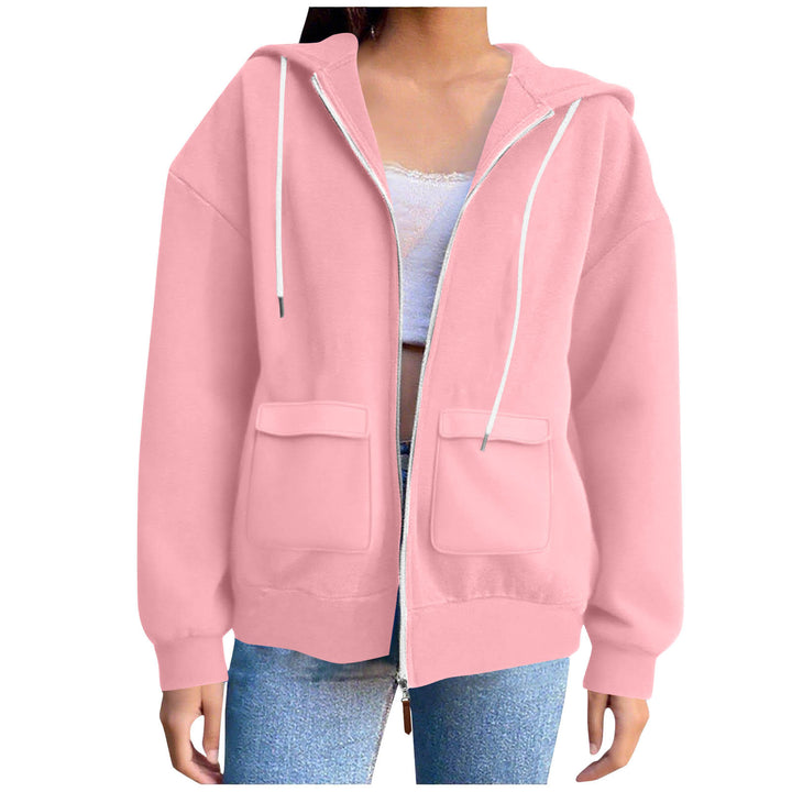 Damen lässige Kapuzenjacke mit großen Taschen Drune