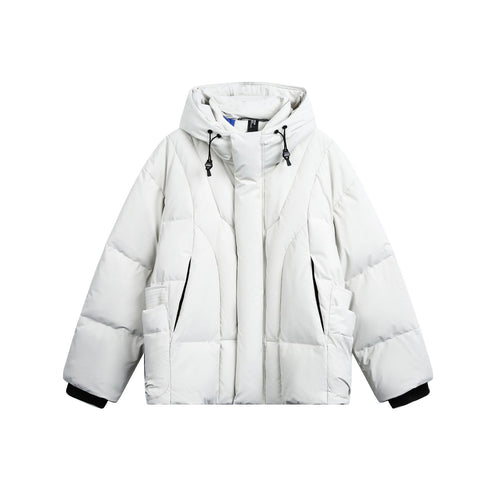 Damen weit geschnittener Steppparka mit hohem Kragen, Kapuze und Cargo-Taschen Drune