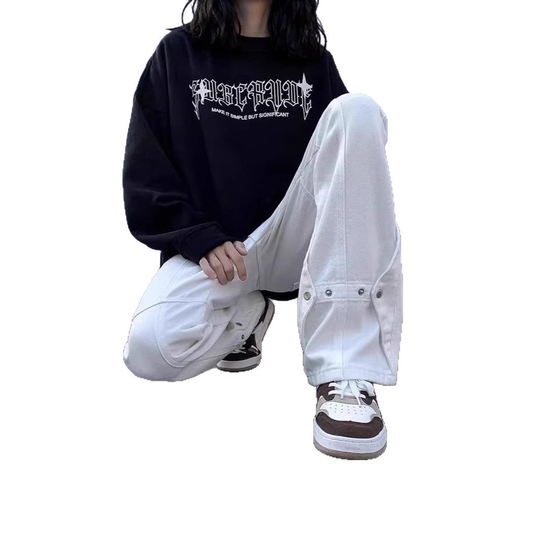 Damen Lässige Weitgeschnittene Chino-Hose Drune