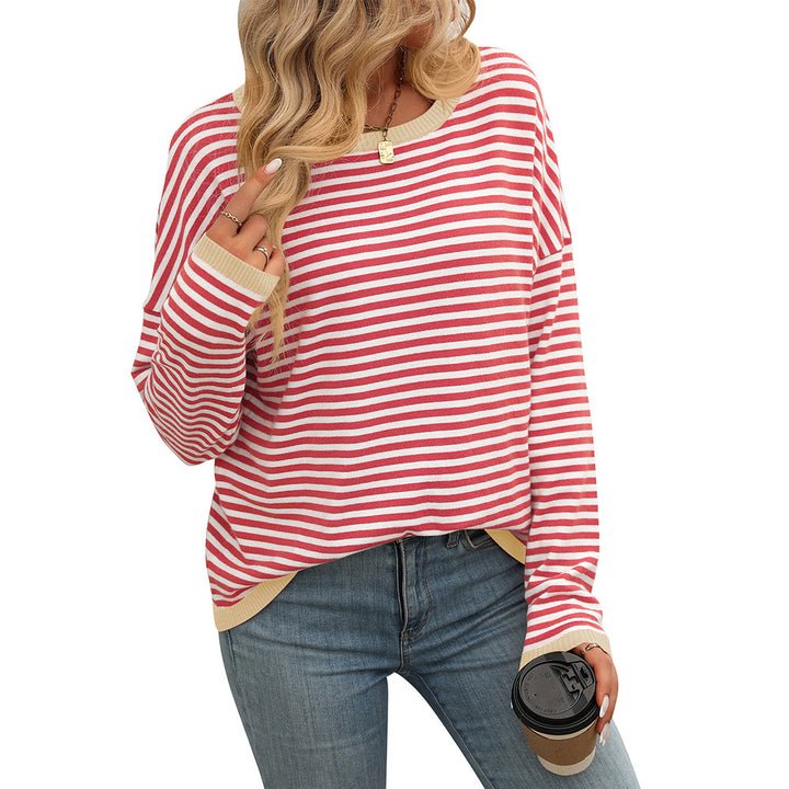 Damen lässiger gestreifter Pullover Drune