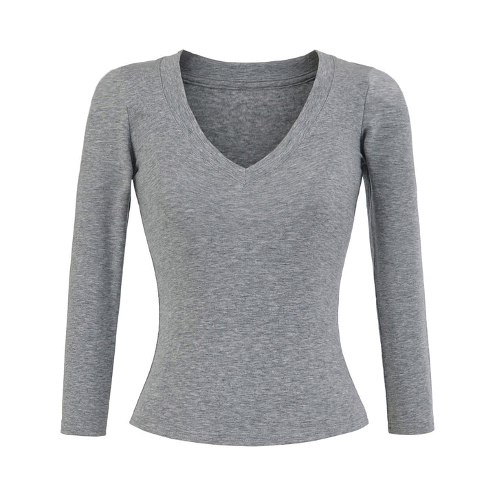 Damen Langarmshirt mit V-Ausschnitt und figurbetontem Schnitt Drune