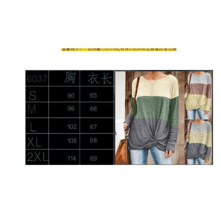 Damen Colorblock Strickpullover mit Twist‑Vorderteil und Rundhalsausschnitt Drune