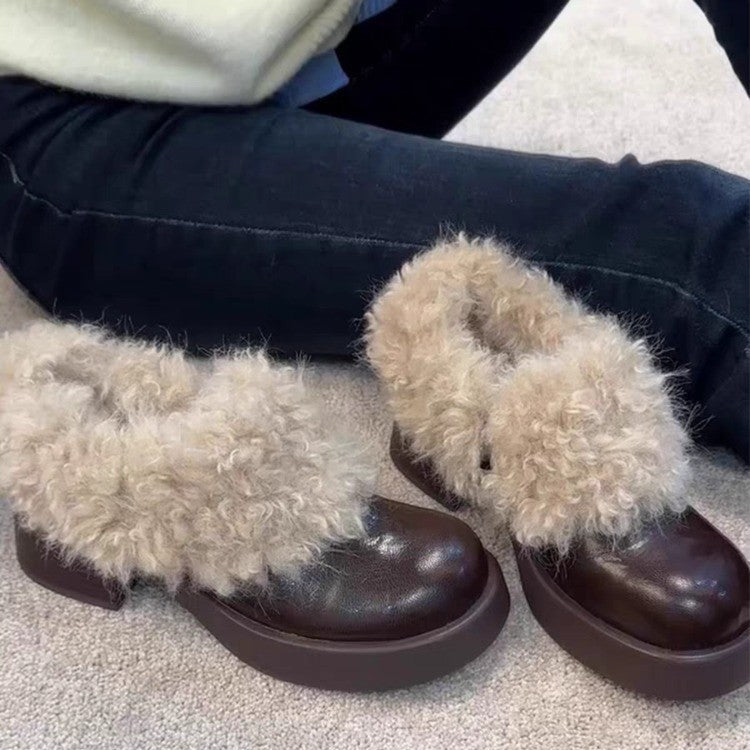 Damen Schicke und praktische Stiefeletten mit Kunstpelz Drune