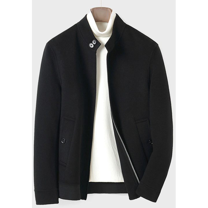 Herren Moderner Wollmix-Blouson mit hohem Stehkragen, verdecktem Reißverschluss und geknöpften Eingrifftaschen Drune