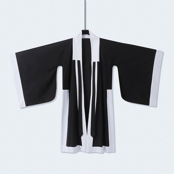 Unisex Oversize Kimono-Cardigan mit Kontrastblende, Bindeband und aufgesetzten Taschen Drune