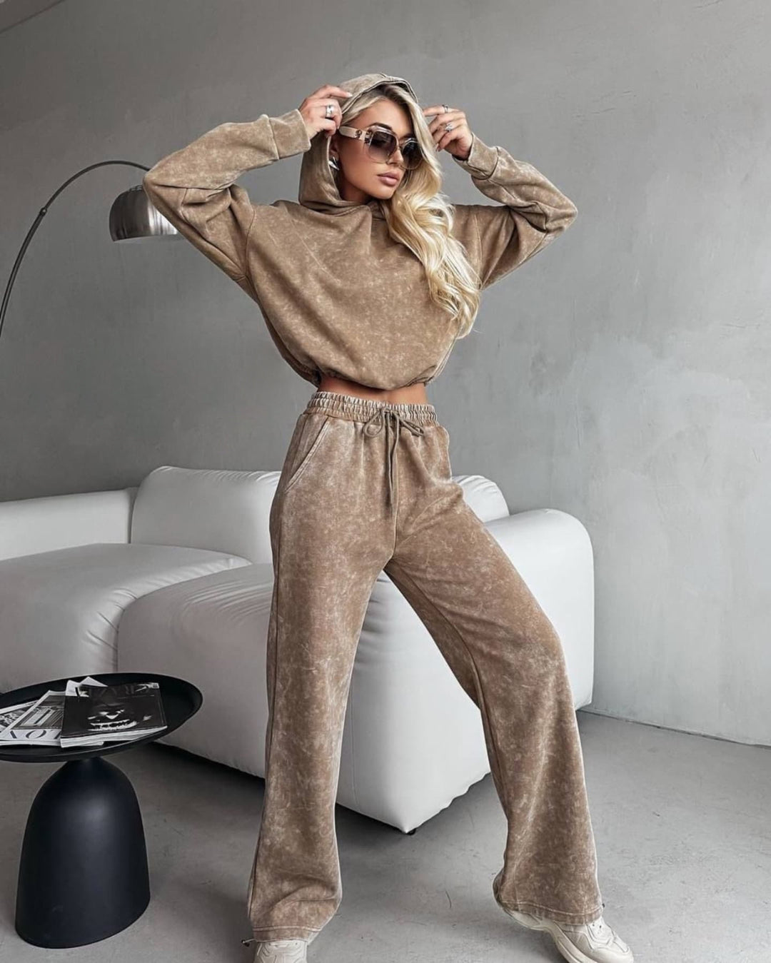 Damen modisches und lässiges Hoodie-Set mit lockerer Passform Drune