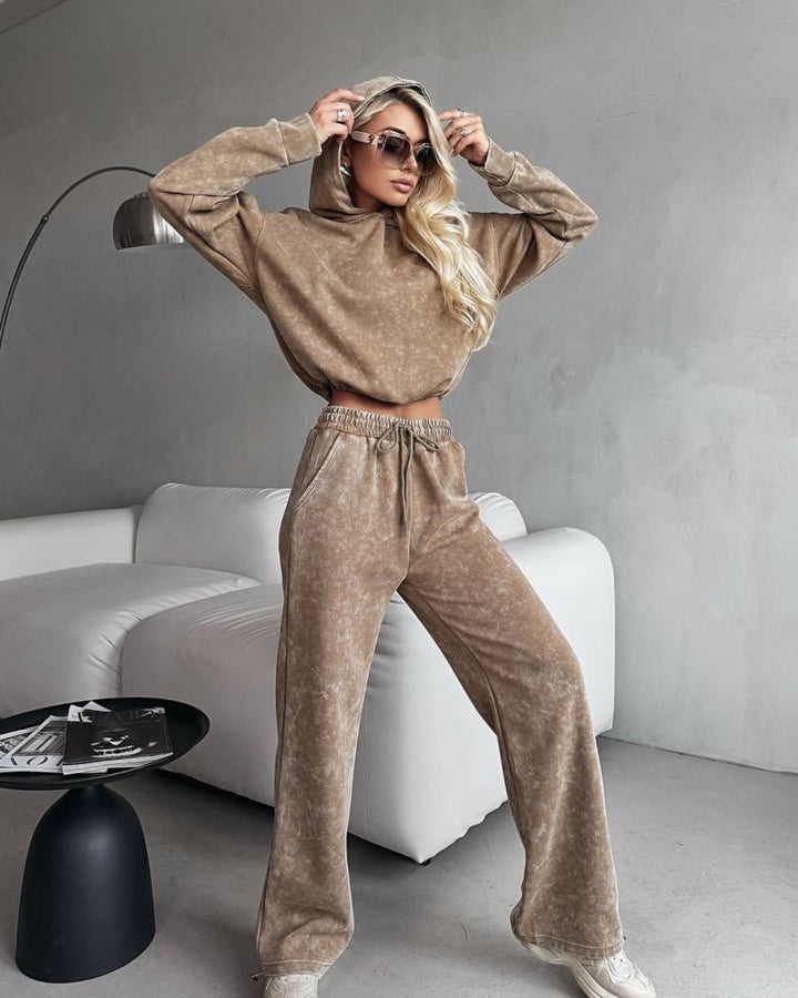 Damen modisches und lässiges Hoodie-Set mit lockerer Passform Drune