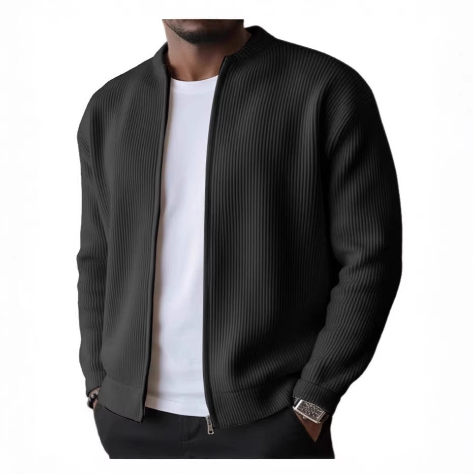 Herren Rippstrick Bomber Cardigan mit vollem Reißverschluss EB