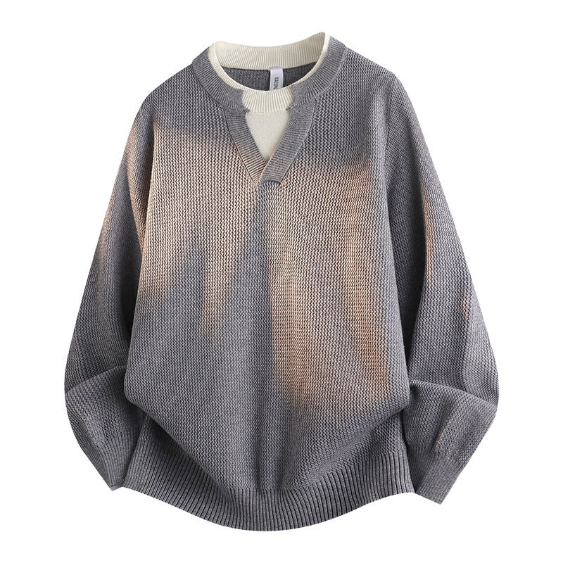Damen Stylischer Grobstrickpullover mit V-Ausschnitt Drune