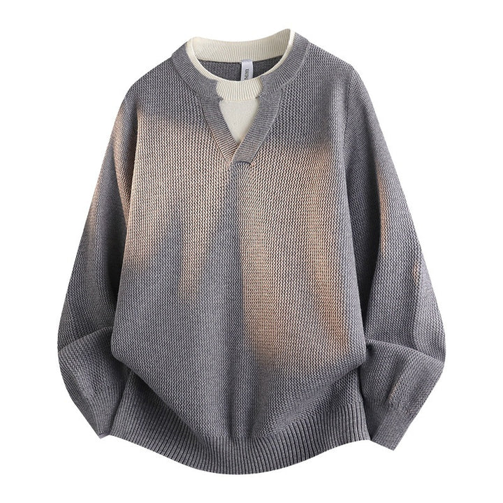 Damen Stylischer Grobstrickpullover mit V-Ausschnitt Drune