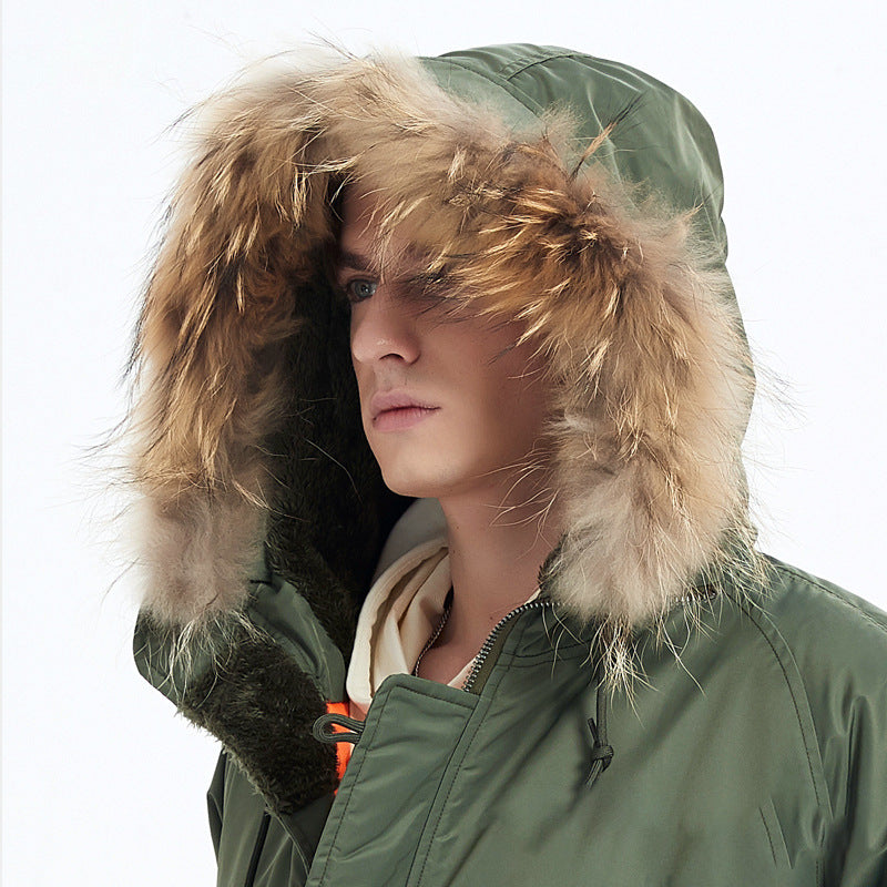Herren Schwerer Thermo-Parka im Expeditionstil mit Kunstfellkapuze und Multifachtaschen Drune