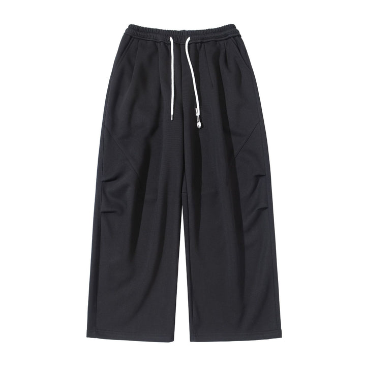 Damen Weite Cropped-Jogginghose aus French-Terry mit hohem Elastikbund, Kordelzug und Eingrifftaschen Drune