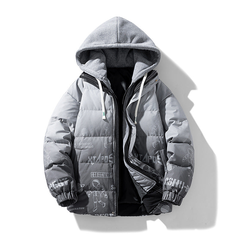 Herren Stepp-Winterjacke mit Kapuze und Printdetails Drune