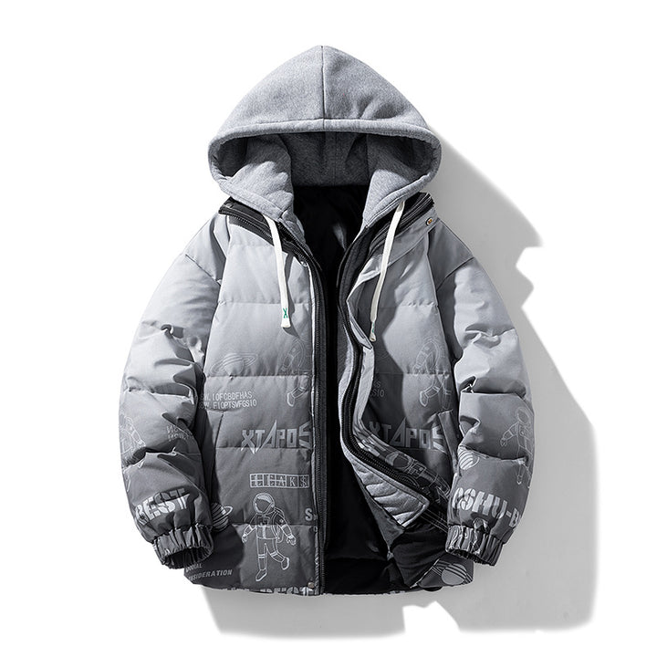 Herren Stepp-Winterjacke mit Kapuze und Printdetails Drune