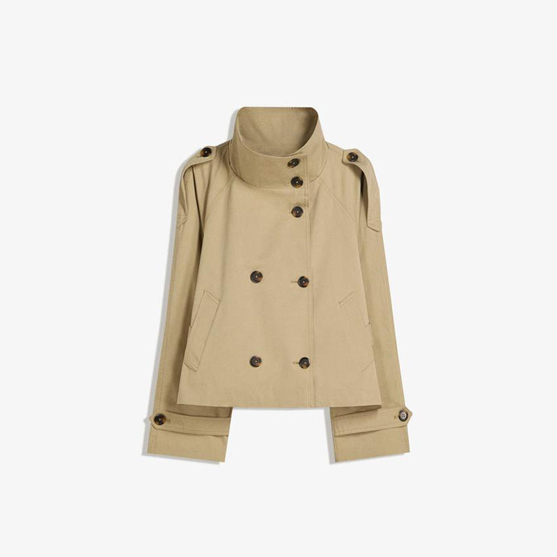 Damen modische Trenchjacke mit Taillengürtel und Stehkragen Drune