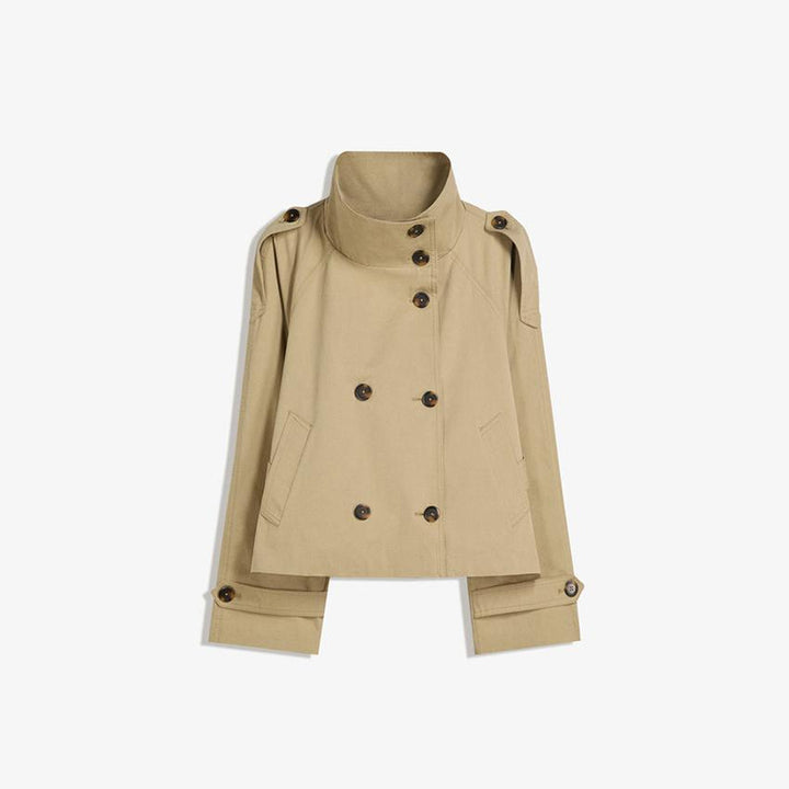 Damen modische Trenchjacke mit Taillengürtel und Stehkragen Drune