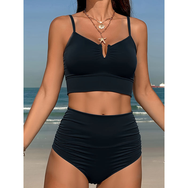 Damen Hochgeschnittener Bikini mit strukturiertem Oberteil Drune