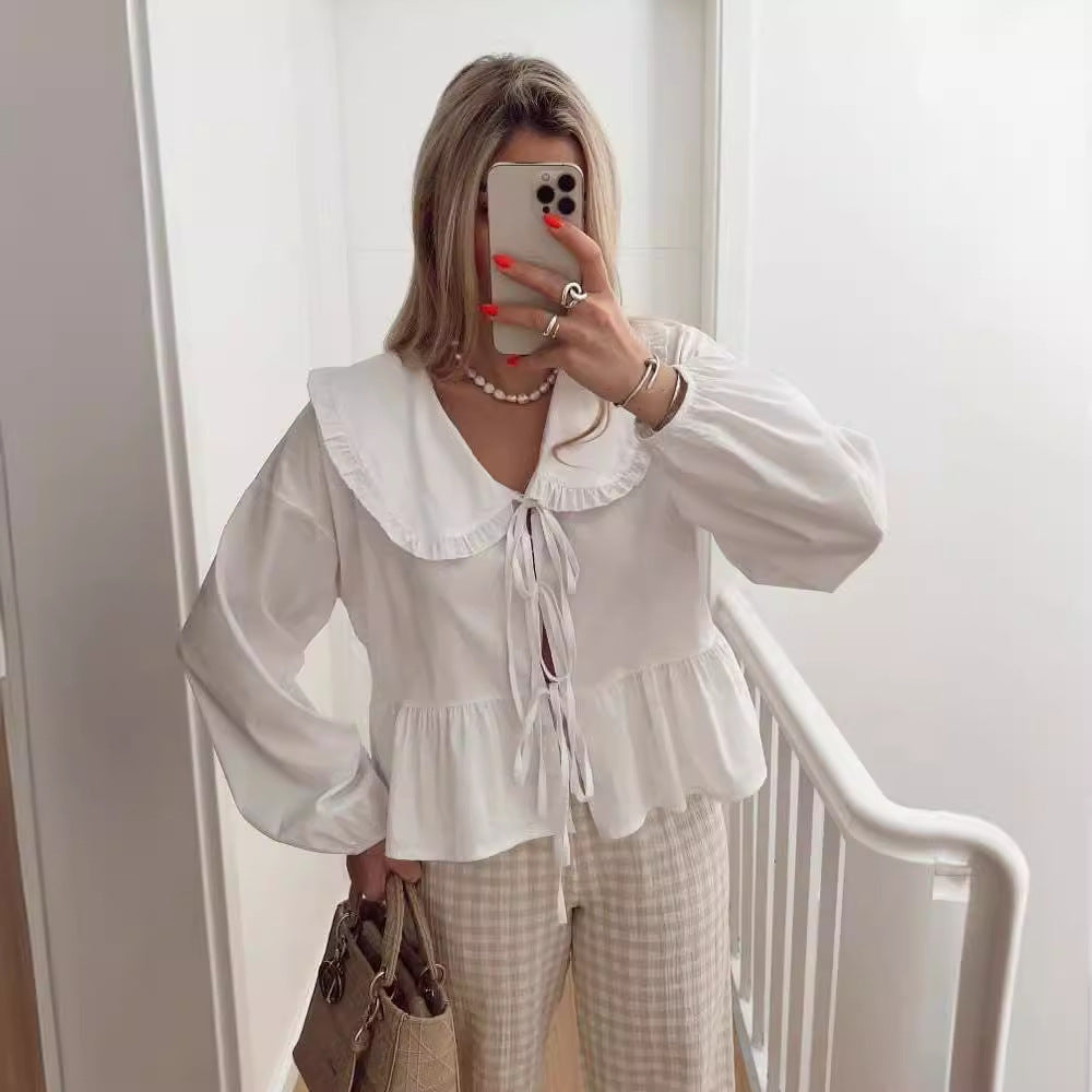 Damen verspielt geschnittene Bluse mit Rüschendetails Drune