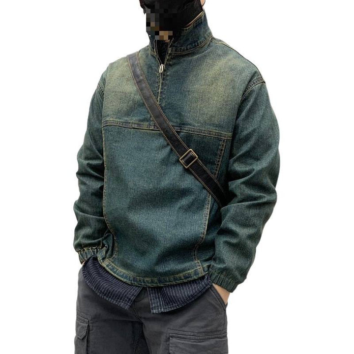 Herren Sportliche Denimjacke mit hohem Kragen Drune