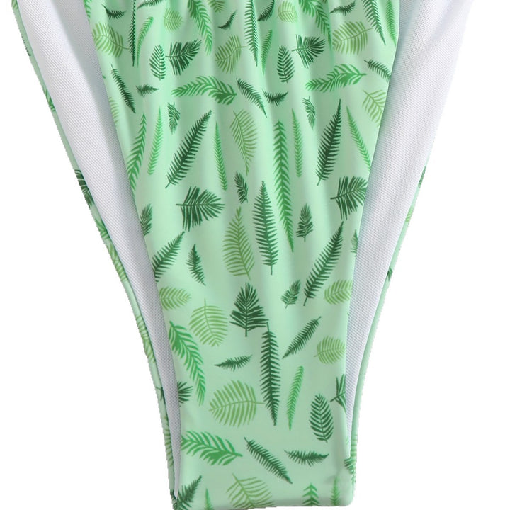 Damen trendiger Triangel-Bikini mit botanischem Muster Drune