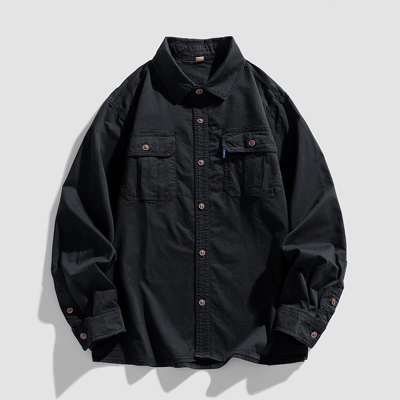 Herren Overshirt aus robustem Baumwoll-Twill mit Pattentaschen und durchgehender Knopfleiste Drune