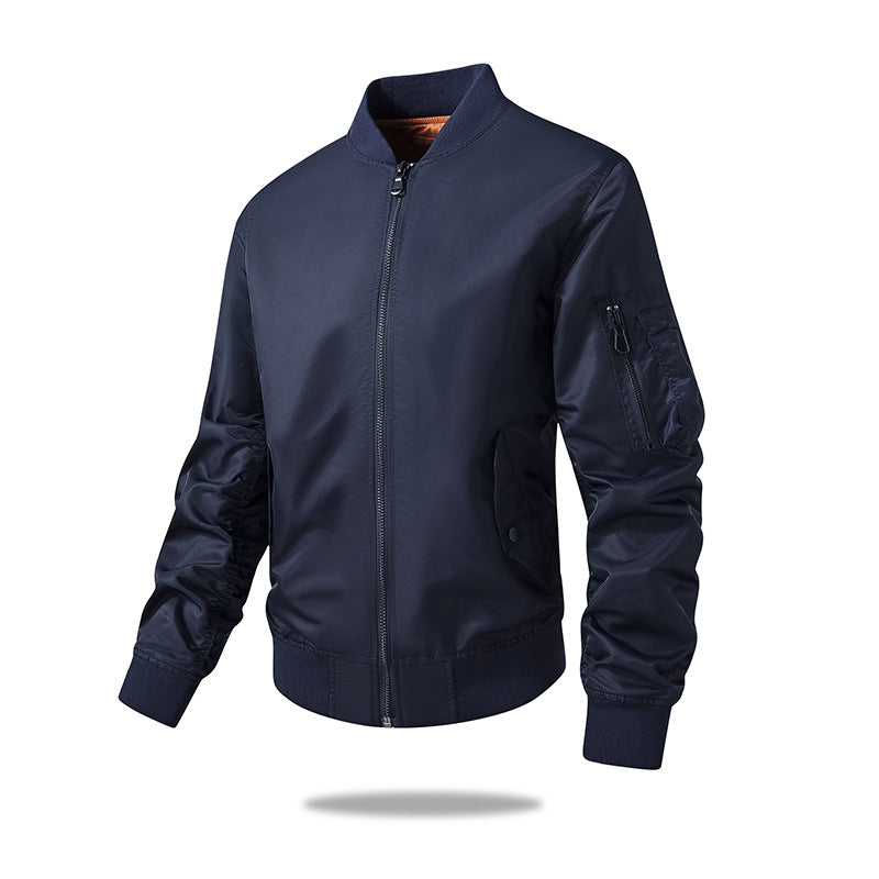 Herren -beschichtete Nylon-isolierte Bomberjacke mit gerüschtem Ärmel-Detail, Reißverschluss-Nutzentasche und Knopfklappen-Eingriffstaschen Drune