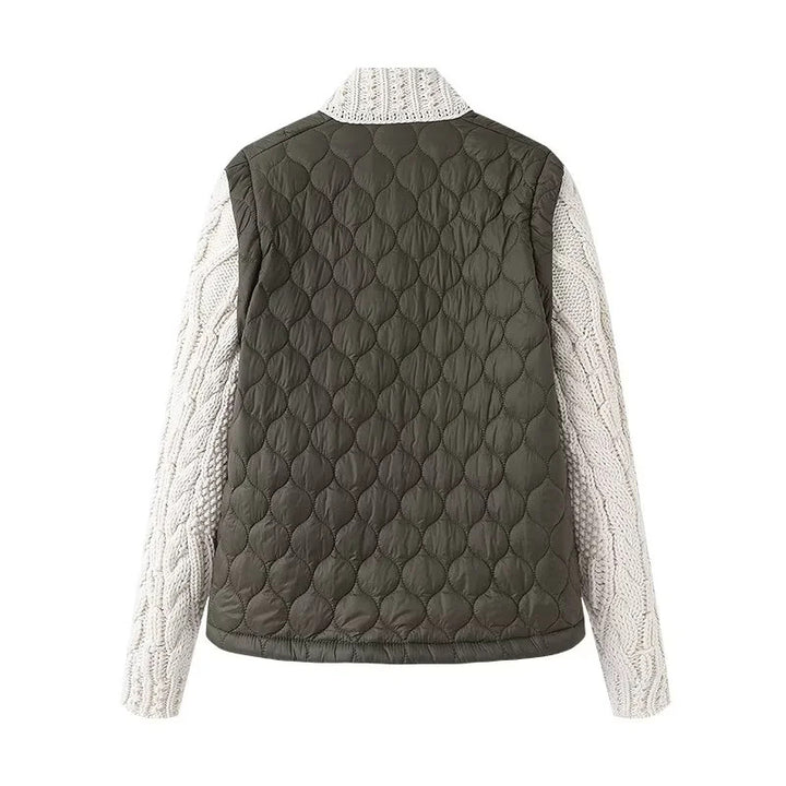 Damen nan gesteppte Hybridjacke mit Strickärmeln, Stehkragen und Pattentaschen Drune