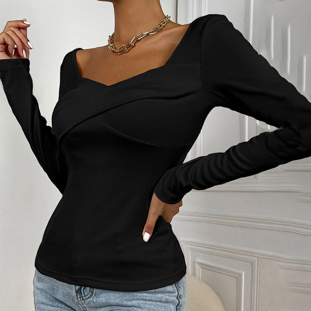 Damen figurbetonter Ripp-Body mit quadratischem Ausschnitt und Drapé-Bustier Drune